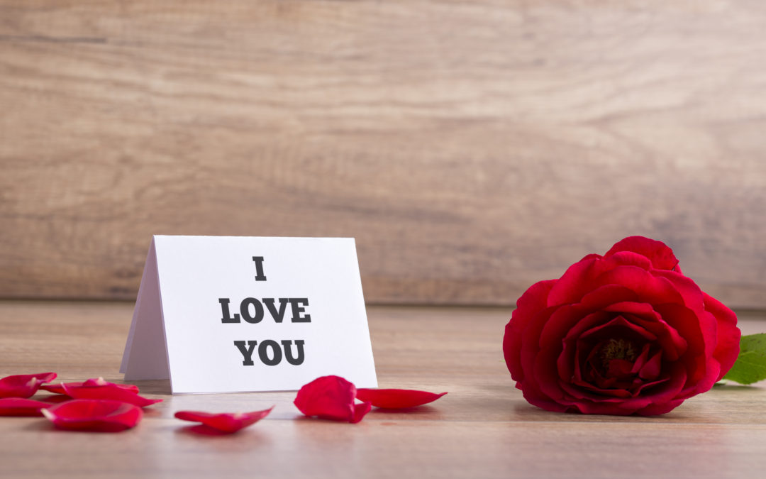 I Love You Card with Red Rose on the Table